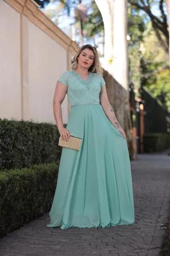 Vestido longo madrinha com manga sales