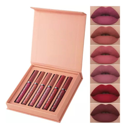 Lápiz Labial Mate Con Tinte Labial De Larga Duración, 6 Piez