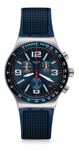 Reloj Swatch Yvs454 Blue Grid De Caucho Azul Para Hombre