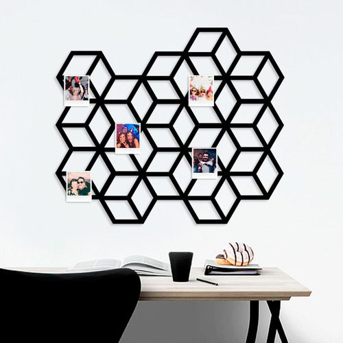 Cuadro Fotos Hexagonal - Photo Board - Mdf - 58x50