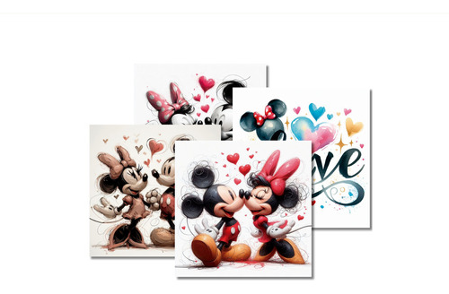 Kit Imágenes Láminas Jpg Minnie Mickey Mouse Acuarela C23