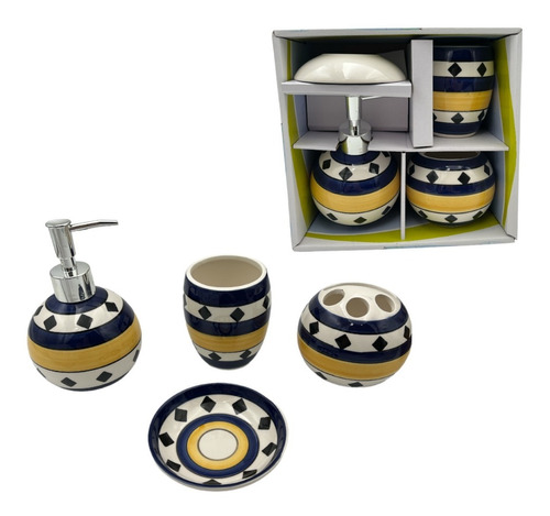 Set Dispenser Jabon + Jabonera Pan + Porta Cepillo Dientes