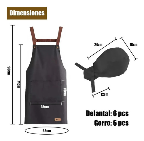 Banna 6 Delantal De Chef Impermeables Y 6 Gorros De Chef