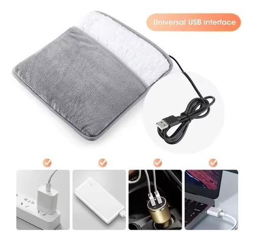 Alfombra Calefactora De Pies 29cm X 29xm - Usb / Powerbank Gris