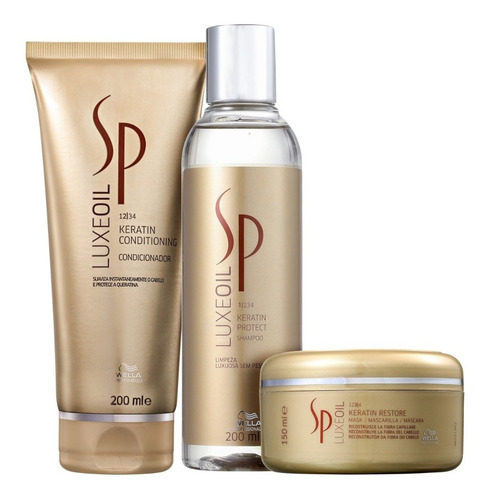 Imagem 1 de 7 de Wella Sp Luxe Oil Shampoo + Condicionador + Máscara + Brinde