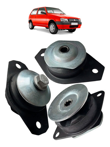Imagem 2 de 3 de Kit Coxim Motor Cambio Uno Mille 1.0 1.3 01 02 03 04 05 06
