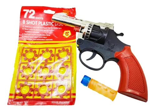 Revolver Pistola Cebitas Juguete De 8 Disparos + 72 Cebitas