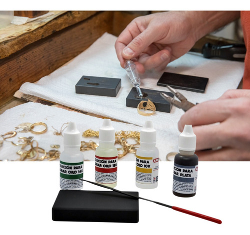Kit De 4 Ácidos Para Probar Oro Y Plata, Piedra Y Lima