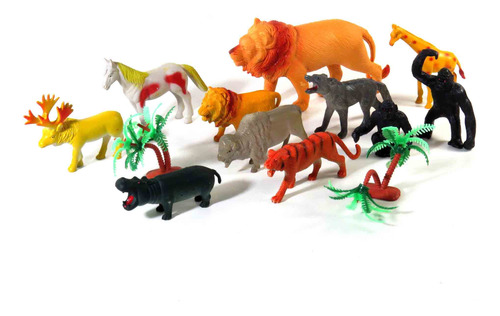 Kit Miniatura Brinquedo Animais Selvagens Selva Borracha