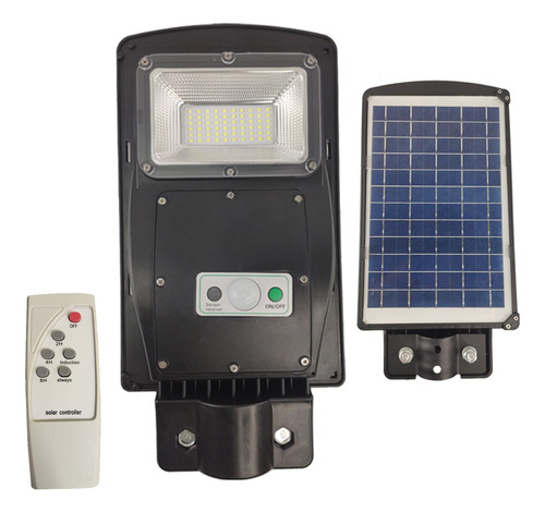 Luminaria Solar Poste 60w Led Rua Controle Sensor Movimento