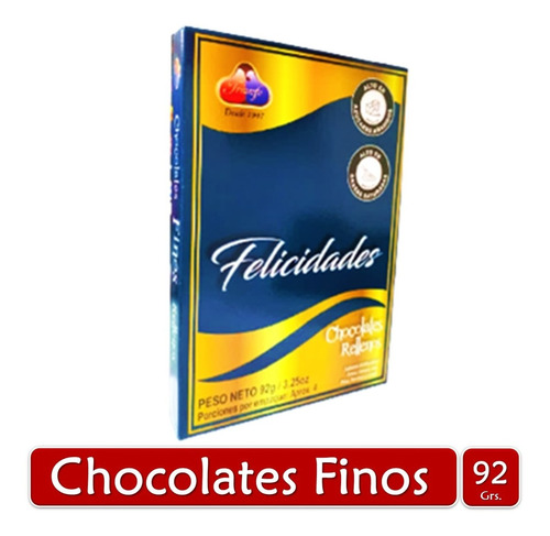 Estuche Regalo Chocolates Elegante Con Relleno Frutal X92g