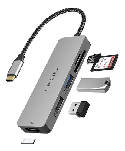 Usb C Hub Multiport 5 En 1 Usb C Adaptador Con 4k 30hz Lecto