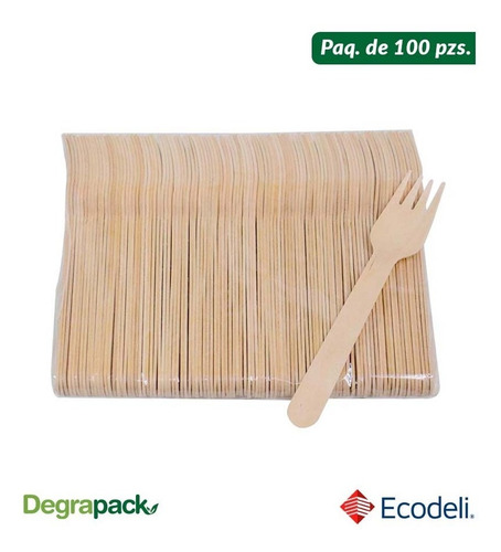 Kit 1 Paq Cuchara Y 1 Paq Tenedor Desechable Biodegradable