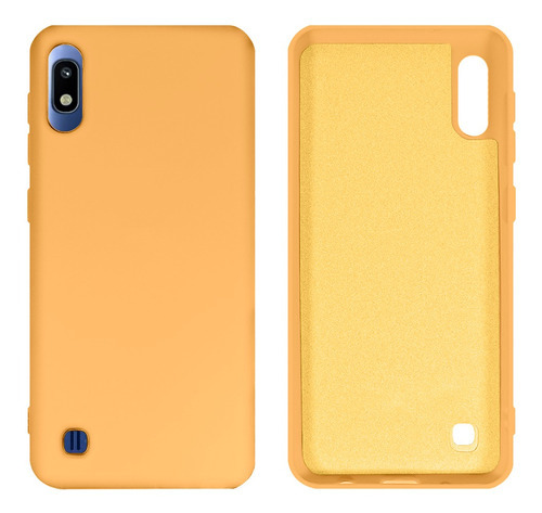 Capa Silicone Aveludado Cover Compatível Com Galaxy A10 Cor Amarelo Mostarda