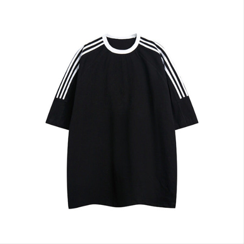 Camiseta Casual Retro De Algodón Con Tres Barras, Unisex, Pa