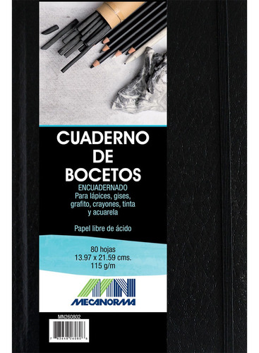 Cuaderno Mecanorma Boceto 13.97*21.59cm 80 Hojas 115 Gramaje Color Negro
