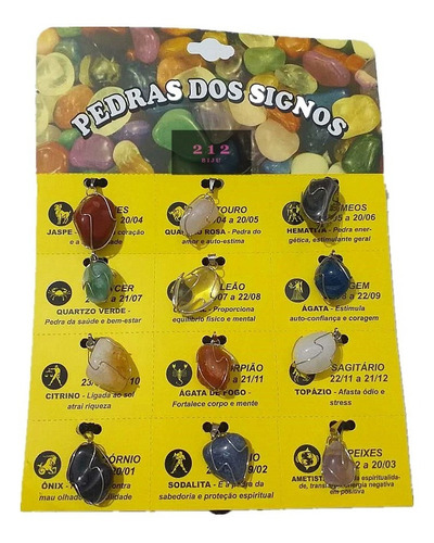 Kit 24 Colares Pedra Do Signo C Cordão Nyon 212biju Atacado