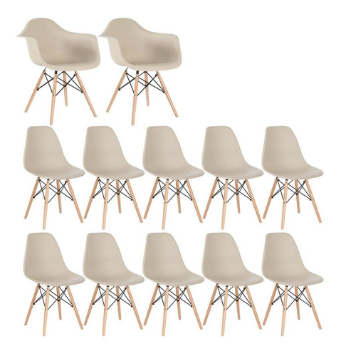 Kit Cadeiras Eames Wood 2 Daw E 10 Dsw Eiffel Coloridas Cor da estrutura da cadeira Nude