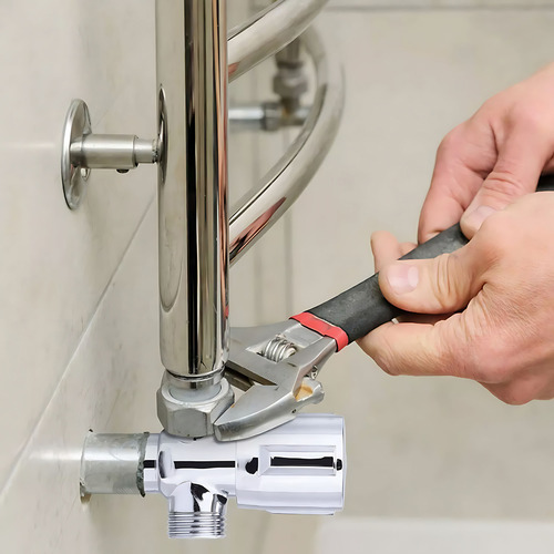 Llave Válvula Angular Doble En Acero Inoxidable De Baño