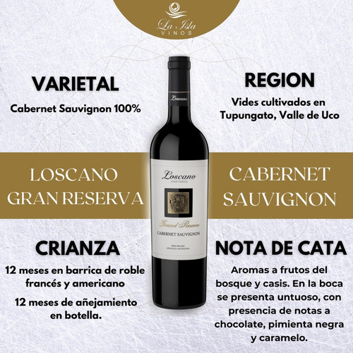Imagen 2 de 10 de Vino Loscano Gran Reserva Cabernet Sauvignon Caja X 6 750ml