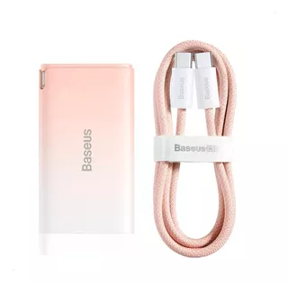 Cargador Pared 65w Baseus Usb C - Usb A 100w + Cable 1m Color Melon