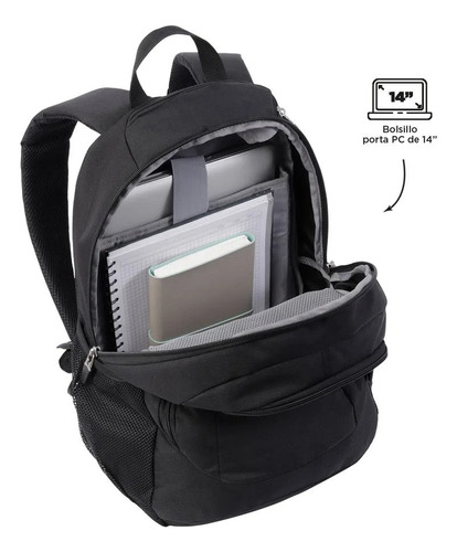 Totto Mochila Ergonómica Con Porta Laptop 14 In. 25,74 Lt. Goctal Color Negro Diseño de la tela Lisa