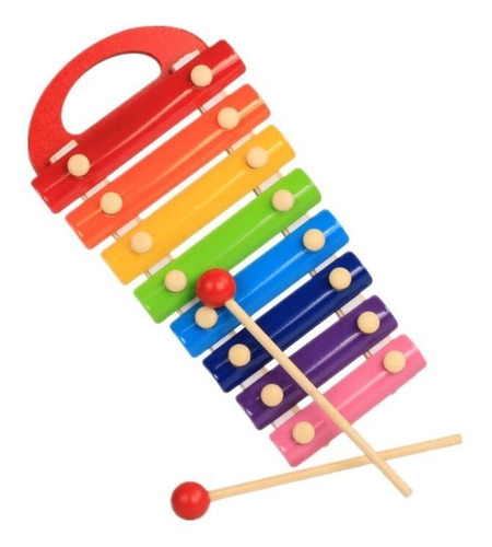 Xilofono Marimba Infantil Madera Didactico 8 Notas Colores