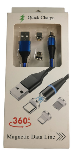 Cable Puntas Intercambiables Para iPhone, Tipo C Y Micro 360