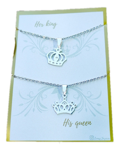 Collares Her King His Queen Regalo Pareja Novios Aniversario