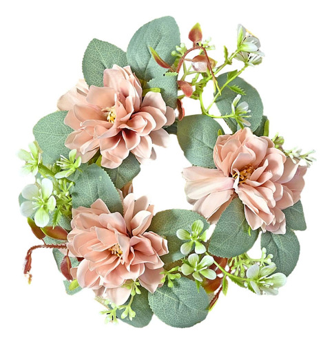 2 Coronas De Anillo De Vela Navideña Para Velas Rosa