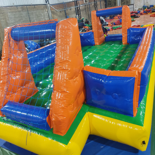 Mini Fut Sabão Quadra Inflável Com Motor Gol Parede 70cm