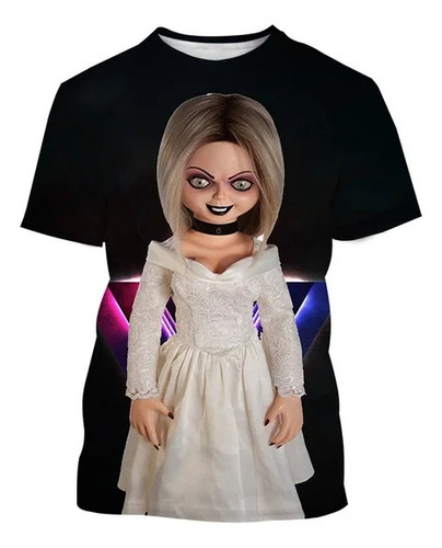 Rt Camiseta Casual Estampada 3d Bride Of Chucky