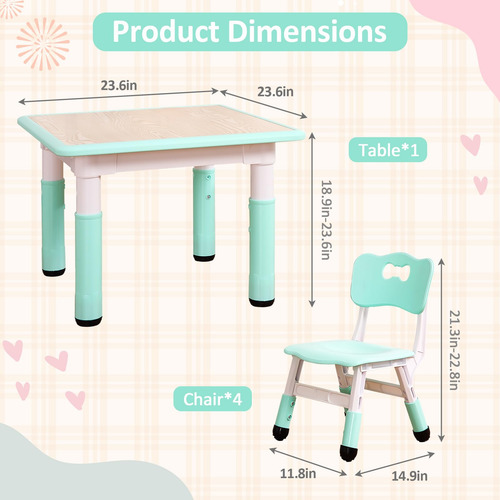 Garveehome Juego De Mesa Y Sillas Para Niños Escritorio