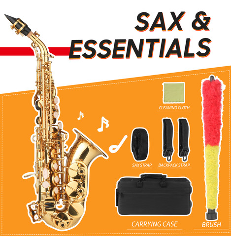 Instrumento De Saxofón: Saxofón, Latón Lacado, Soprano, Dora