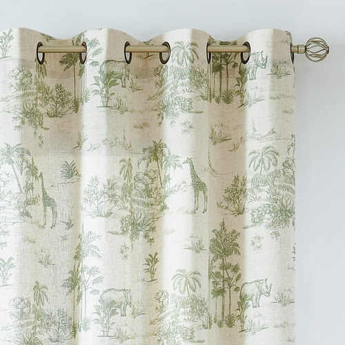 Lazzzy Cortinas De Lino Con Estampado Toile De Jouy Para Sal