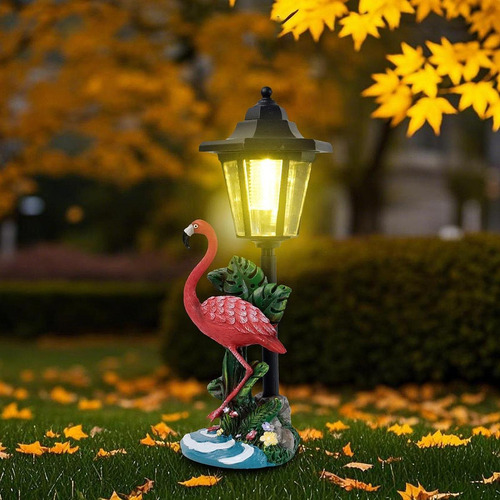 Figura De Flamenco De Patio, Luz Solar Con Energía,