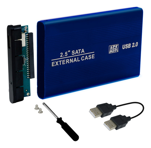 Gabinete Carcasa Disco Duro 2.5 Laptop Sata Usb 2.0 Case Azul Slim Company