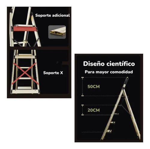 Escalera De Aluminio Dorada 5 Escalones By Lubabycas