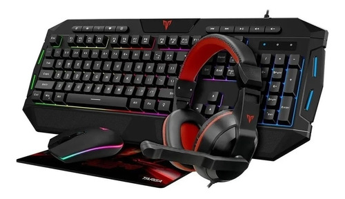 Combo Gamer Teclado + Mouse + Auricular + Pad Rgb Targa