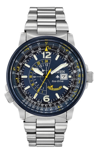 Citizen Promaster Blue Angels Us Navy Pilots - Bj7006-56l Cor Da Correia Prateado Cor Do Bisel Preto Cor Do Fundo Azul-escuro