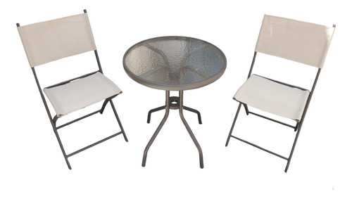 Silla Plegable X 2 + Mesa Set Juego Balcón Bistro 