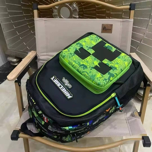 Minecraft Mochila Escolar Marca Smiggle/ Diseño Videojuego Negro Estampada