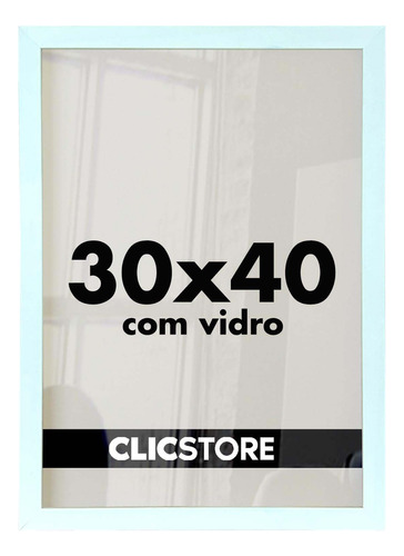 Moldura 30x40 Foto Quadro Com Vidro Poster Porta Certificado Cor Branco Liso