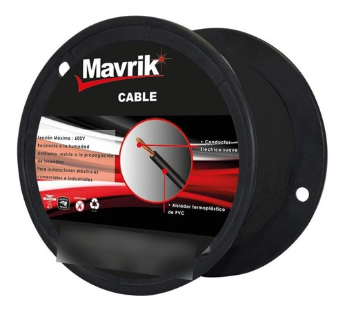 Cable Calibre 10 Color Negro 25 Mts Mavrik 5977