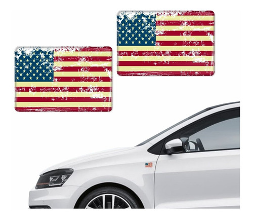 Par Adesivo Resinado Carro Bandeira Retro Estados Unidos Cor PADRÃO