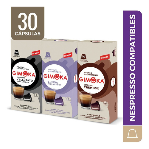 30 Cápsulas Nespresso Compatibles Gimoka Italia