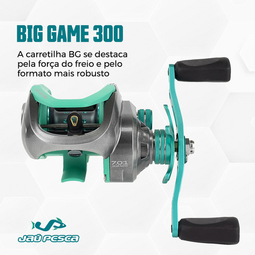 Carretilha Spider Bg 300 Graphite Acqua 15kg Drag Direita