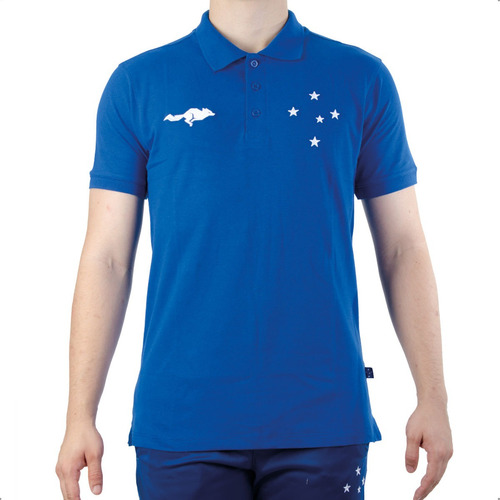 Camiseta Polo Piquet Cruzeiro E.c Masculina Azul