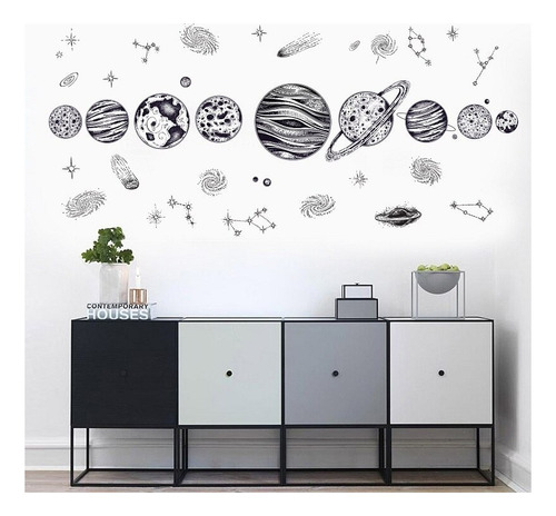 Sticker Galaxia Espacio Planetas Pvc Mural Pared Pegatina