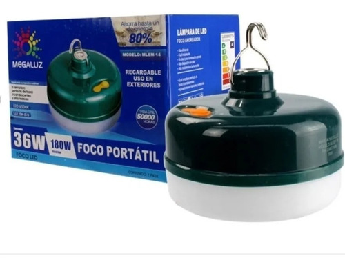 Imagen 2 de 2 de Foco Portátil Emergencia 36w 2520lm Recargable Int/ext Iman Color Negro